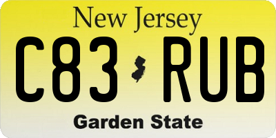 NJ license plate C83RUB