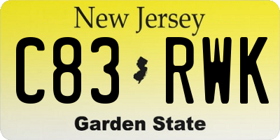 NJ license plate C83RWK