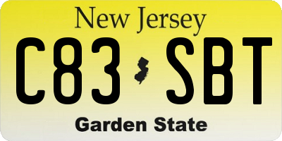 NJ license plate C83SBT