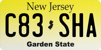 NJ license plate C83SHA