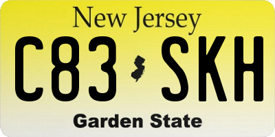 NJ license plate C83SKH