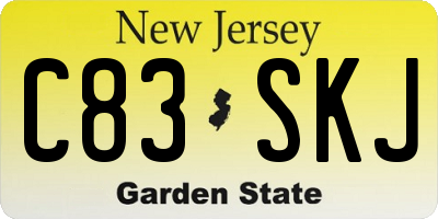 NJ license plate C83SKJ