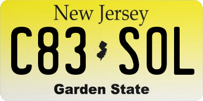 NJ license plate C83SOL