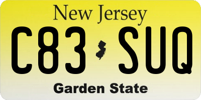 NJ license plate C83SUQ