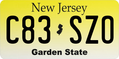 NJ license plate C83SZO