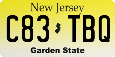 NJ license plate C83TBQ