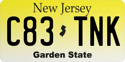 NJ license plate C83TNK
