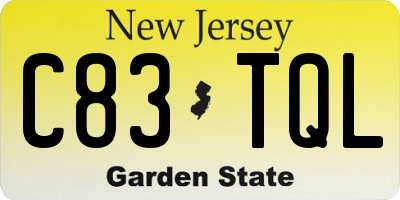 NJ license plate C83TQL