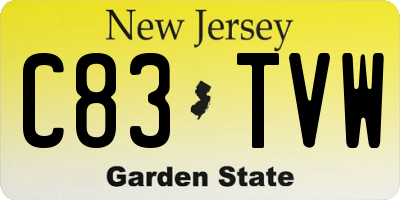 NJ license plate C83TVW