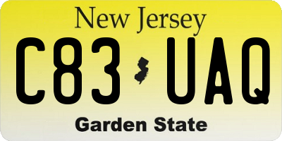 NJ license plate C83UAQ