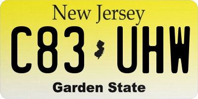 NJ license plate C83UHW