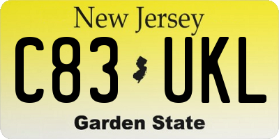 NJ license plate C83UKL