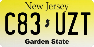 NJ license plate C83UZT