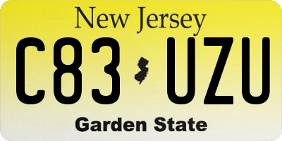 NJ license plate C83UZU