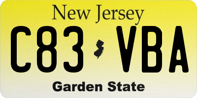 NJ license plate C83VBA