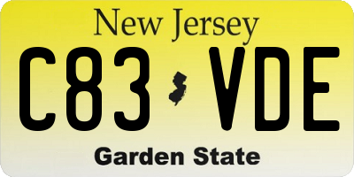 NJ license plate C83VDE