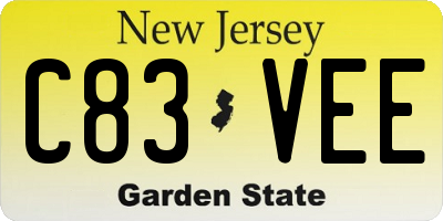NJ license plate C83VEE