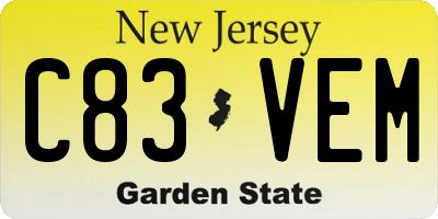 NJ license plate C83VEM