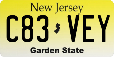 NJ license plate C83VEY