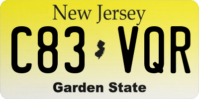 NJ license plate C83VQR