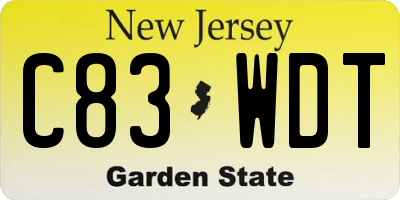 NJ license plate C83WDT