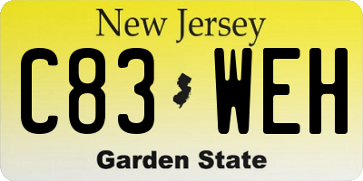 NJ license plate C83WEH
