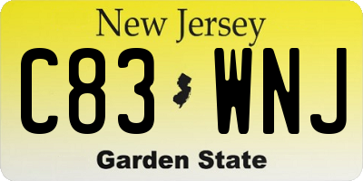 NJ license plate C83WNJ