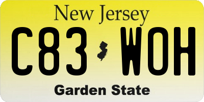 NJ license plate C83WOH