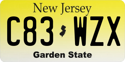 NJ license plate C83WZX