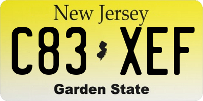 NJ license plate C83XEF