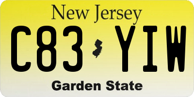 NJ license plate C83YIW