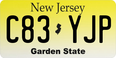 NJ license plate C83YJP