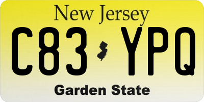 NJ license plate C83YPQ