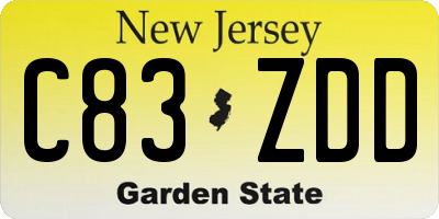 NJ license plate C83ZDD