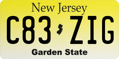 NJ license plate C83ZIG