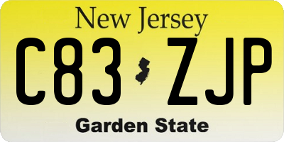 NJ license plate C83ZJP