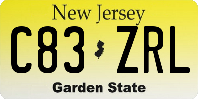 NJ license plate C83ZRL