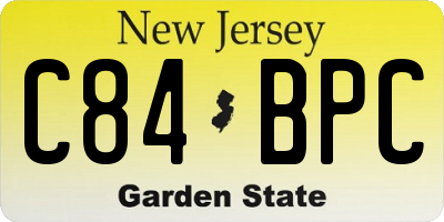 NJ license plate C84BPC