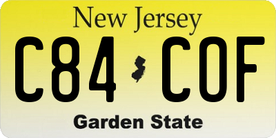 NJ license plate C84COF