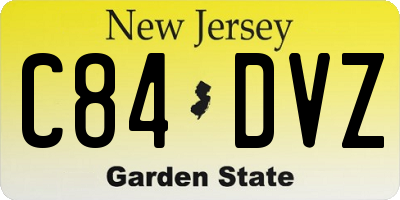 NJ license plate C84DVZ