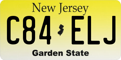 NJ license plate C84ELJ