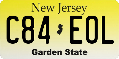 NJ license plate C84EOL