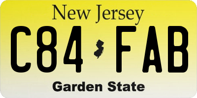 NJ license plate C84FAB