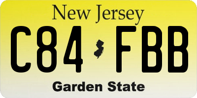 NJ license plate C84FBB