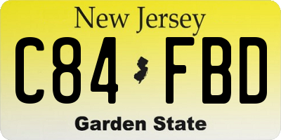 NJ license plate C84FBD