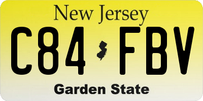 NJ license plate C84FBV