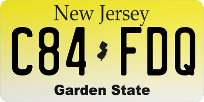 NJ license plate C84FDQ