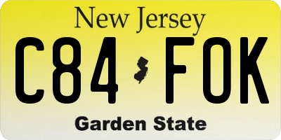 NJ license plate C84FOK