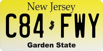 NJ license plate C84FWY