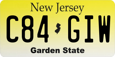 NJ license plate C84GIW